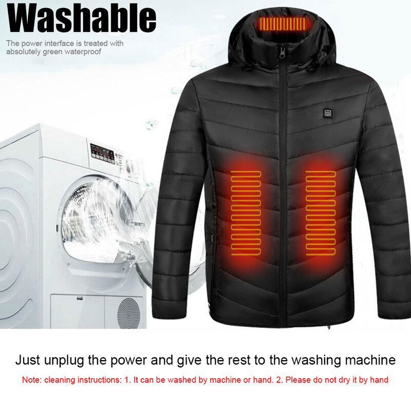 ไฟฟ้า Hooded เสื้อ9พื้นที่ USB Heating Jacket กันน้ำ Windproof Warm USB ไฟฟ้าสำหรับกลางแจ้งเดินป่าตั้งแคมป์
