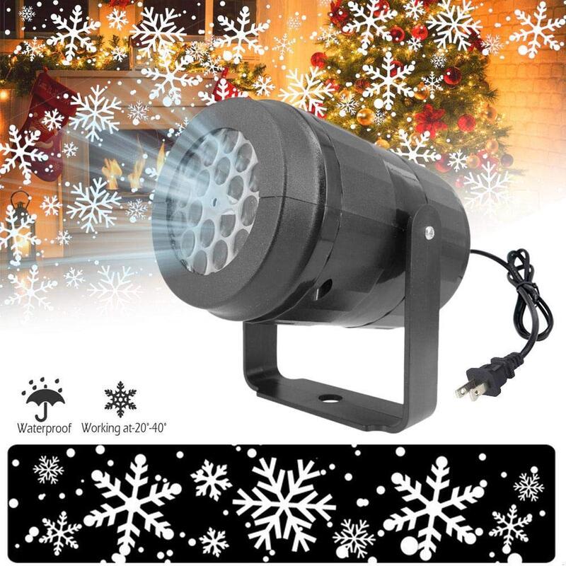 LED أضواء للمسرح LED ضوء ندفة الثلج الأبيض عاصفة ثلجية العارض عيد الميلاد جو عطلة الأسرة مصباح خاص