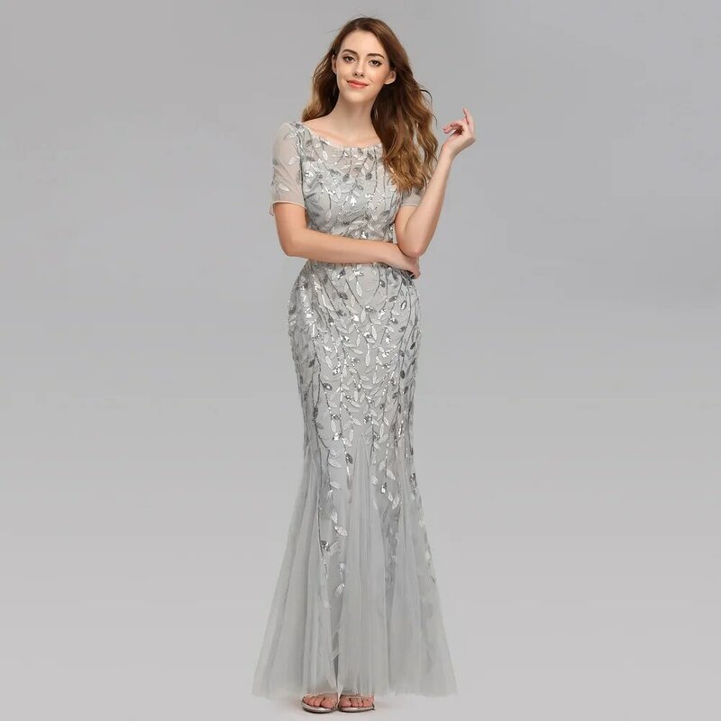 Soft Tulle Mermaid Evening Dresses with Appliques Long Dresses for Wedding Women Guest In Stock Banquet Host Party Dress