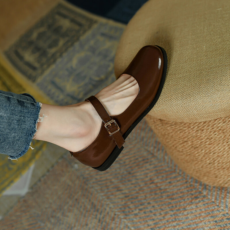 Zapatos de tacón de cuero natural para mujer, calzado con hebilla de lazo desmontable, de cuero de vaca, 22-2022 cm, para Primavera, novedad de 24,5