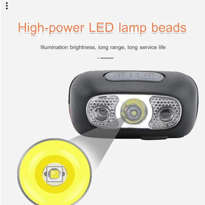 2Pcs การควบคุมท่าทางไฟหน้า LED กันน้ำ Usb ชาร์จ Bright หัวไฟฉาย 각도 조절 가능한 조명등 야간 낚시 자동차 수리 캠핑 등산