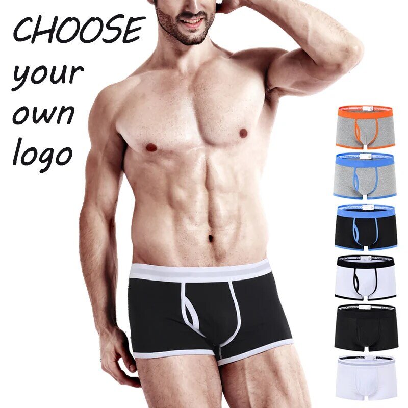 Personalize o seu logotipo pantalones cortos hombres ropa interior transpirável suave de los boxeadores de calções boxer
