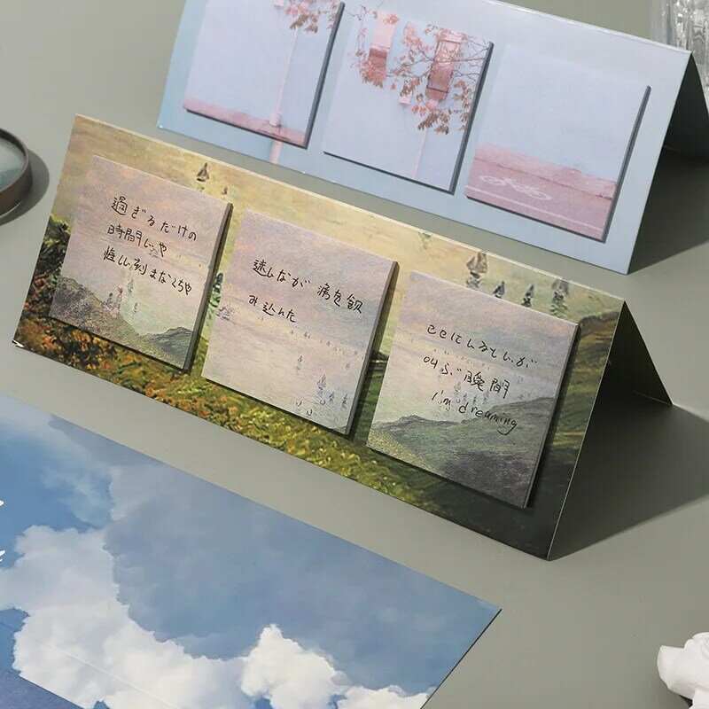 Korean Landscape Student Leave Message Hand Account Decoration Material Sticky Notes Paper To Do List Planner Memo Pads Plan Tag