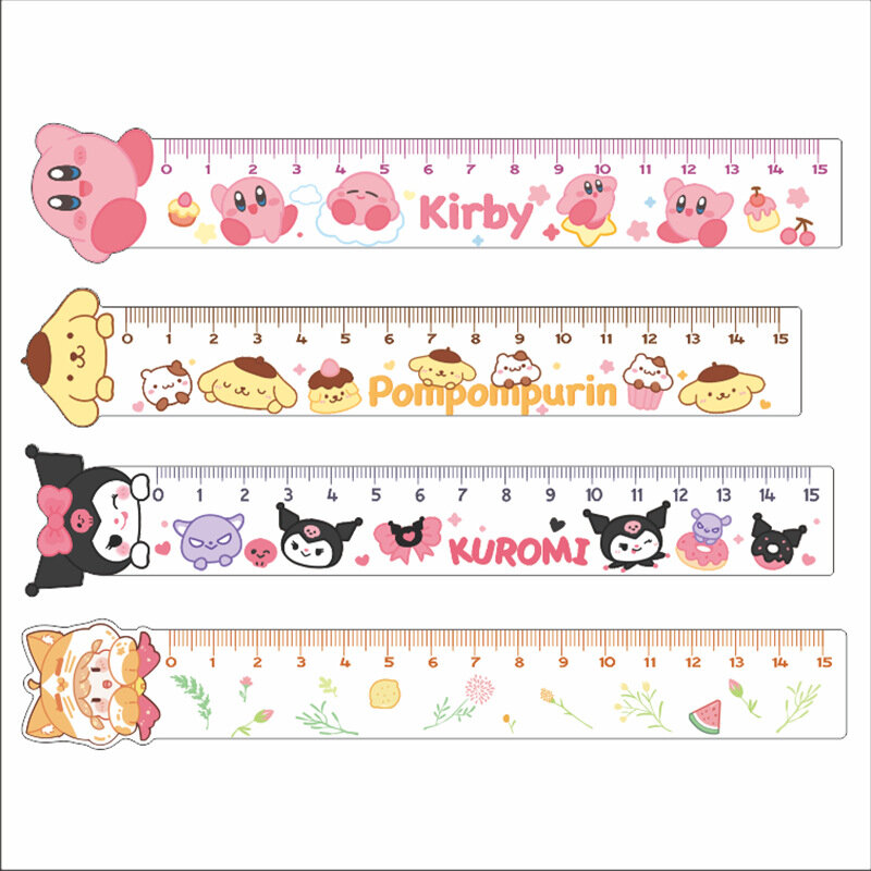 Милая акриловая Метрическая линейка 12 см Sanrio Cinnamoroll Hello Kitty Kuromi из прозрачного пластика, устойчивая к сколам, офисные и школьные принадлежнос...