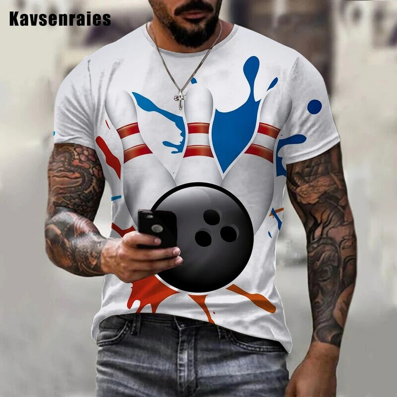 2022 Hoge Kwaliteit Sport Bowling 3D Gedrukt T-shirt Mannen Vrouwen Zomer Mode Toevallige Korte Mouwen Streetwear Oversized T-shirt