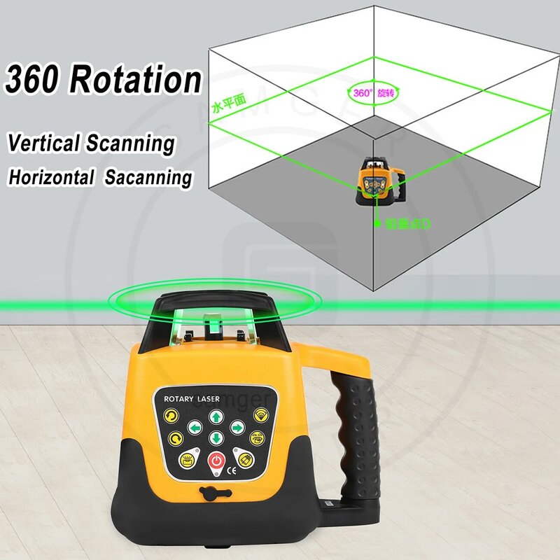 サラガー-ロータリーレーザーレベラー,360度範囲,500m,自動セルフレベリング,高精度測定,建設ツール