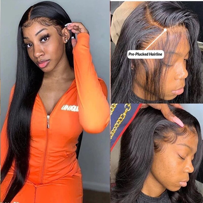Straight Lace Front Wig  Plucked Smooth Transparent Lace Frontal Wig Human Hair Wigs for Women