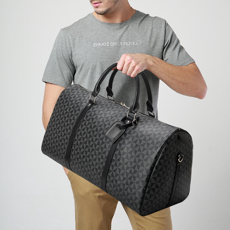 2023 Fashion Waterproof Pu Fitness Handbag For Men Leather Shoulder Bag Business Large Travel Duffle Luggage Bag For Male