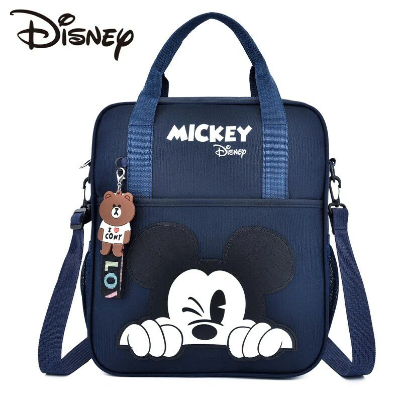 Disney-bolsas de tutorización para estudiantes, mochila escolar multifuncional de dibujos animados de Mickey, bolso de mano, bolsa de libros para documentos, Bolsa Escolar cuadrada
