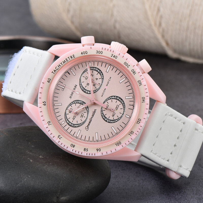 男性と女性のための多機能ピンクのプラスチックケース,時計,月,ロノグラフジュエリー,aaa時計,新しいコレクション2022