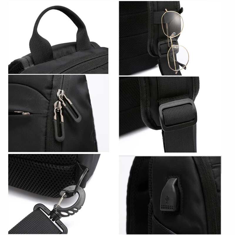 2020 нейлоновая Мужская водонепроницаемая многофункциональная сумка через плечо с USB, нагрудная сумка-мессенджер, дорожная сумка для коротких поездок для мужчин