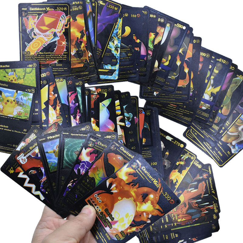 Новинка 2022, карты Pokemon Metal Gold Vmax GX Energy Card Charizard Pikachu, редкая коллекция, Боевая тренировочная карта, детские игрушки, подарок