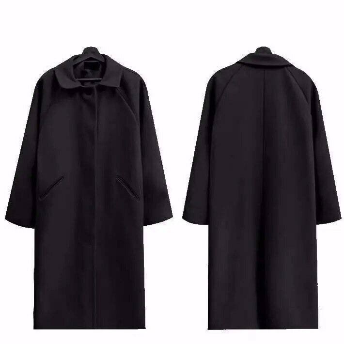 Manteau en laine de style rétro Hepburn pour femme, simple boutonnage, coupe ample, moyen long, mode coréenne, automne et hiver, 2022