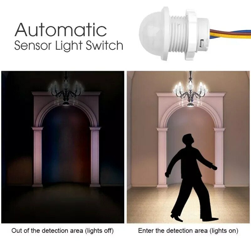 220v Home Indoor Outdoor sensore di movimento a luce infrarossa ritardo illuminazione domestica interruttore PIR lampada notturna sensibile a LED