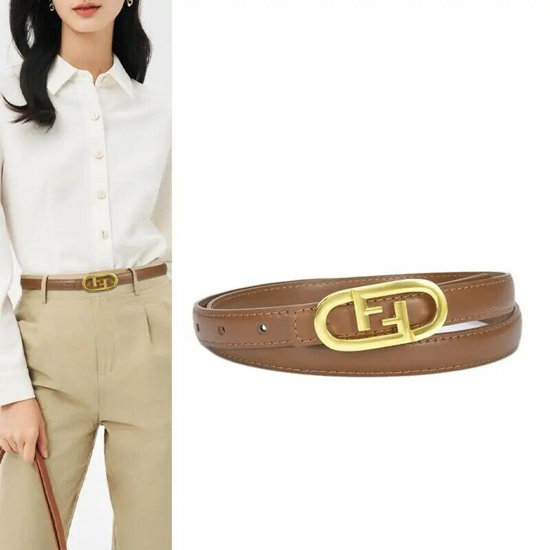 Luxury Designer Women Belt Genuine Leather Female Fashion Lady Metal Belt Buckle Waistband wide 1.8cm High Quality Trend Belt