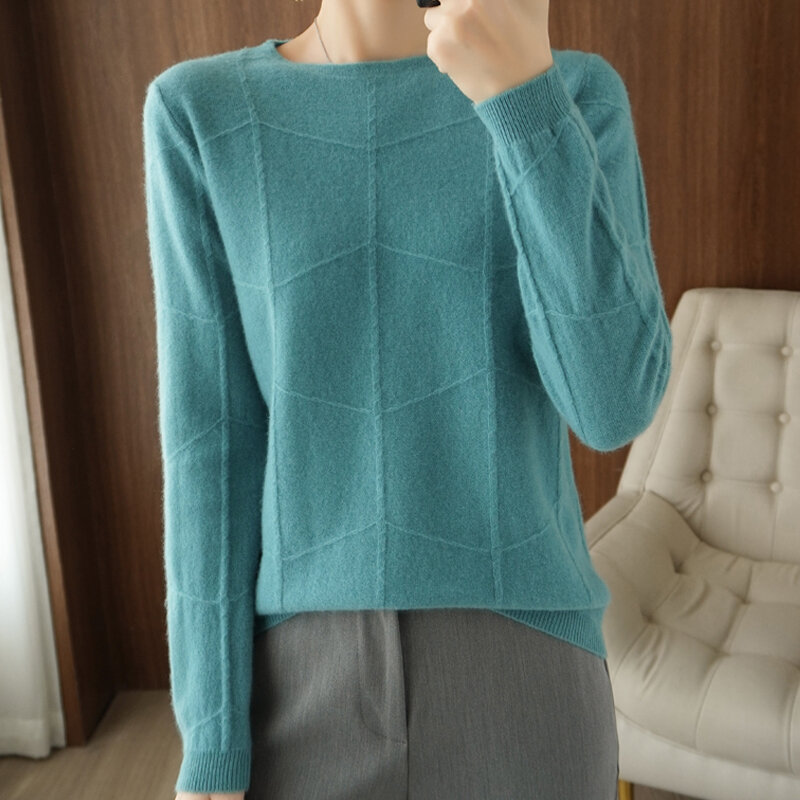 Damski sweter z okrągłym dekoltem jesień/zima 2022 nowy sweter z dzianiny w stylu Casual Top duży rozmiar z długim rękawem damska kurtka koreański