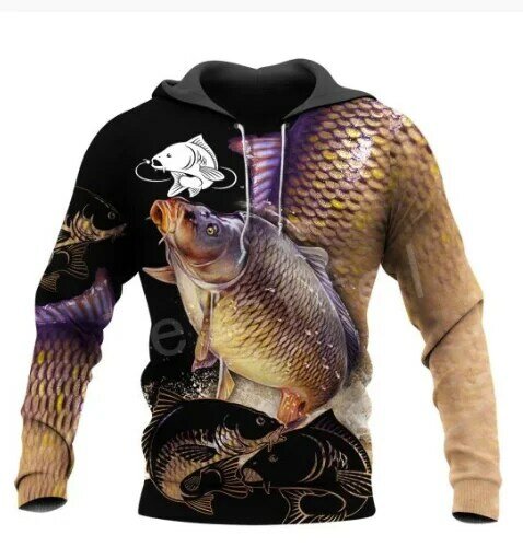 Hoodie Pria Mode 2022 Sweter Harajuku Cetak 3D Memancing Ikan Mas Keren Hoodie Pullover Kasual Uniseks Sudadera HombreXXS-6XL