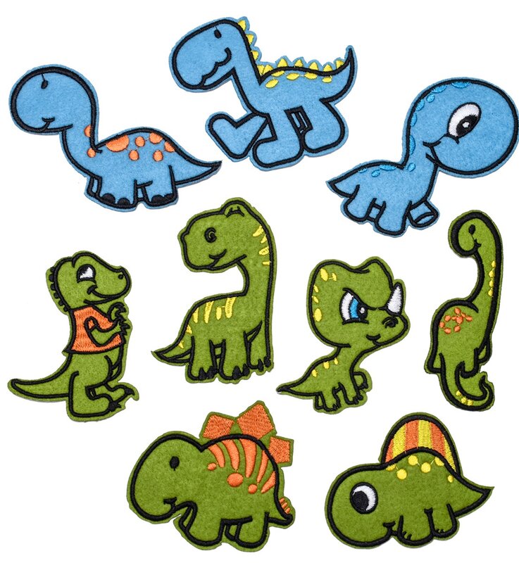 9 قطعة سلسلة الكرتون ديناصور لطيف الحديد على بقع المطرزة للملابس قبعة الجينز ملصقا خياطة على شارة التصحيح زين