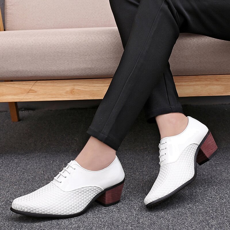 Мужские туфли на шнуровке, водонепроницаемая обувь для деловых встреч, высота 6 см, формальные, из натуральной кожи, увеличивают рост 6 см, 38-44