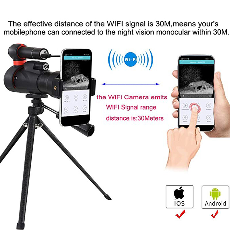 Night Vision Device 1920×1080  FHD Powerful Monocular Wifi IR Infrared Telescope for Smartphone Military Spyglass