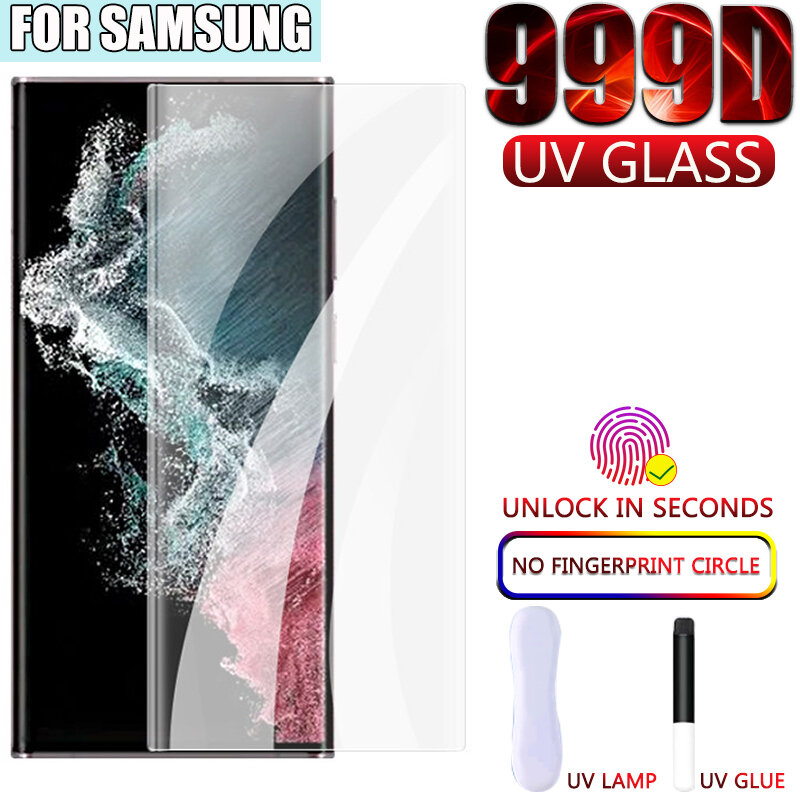 999D UV Tempered Glass For Samsung Galaxy S21 S22 Plus Ultra FE Screen Protector S8 S9 S10 S20 Note 20 10 9 8 Plus S10E Glass