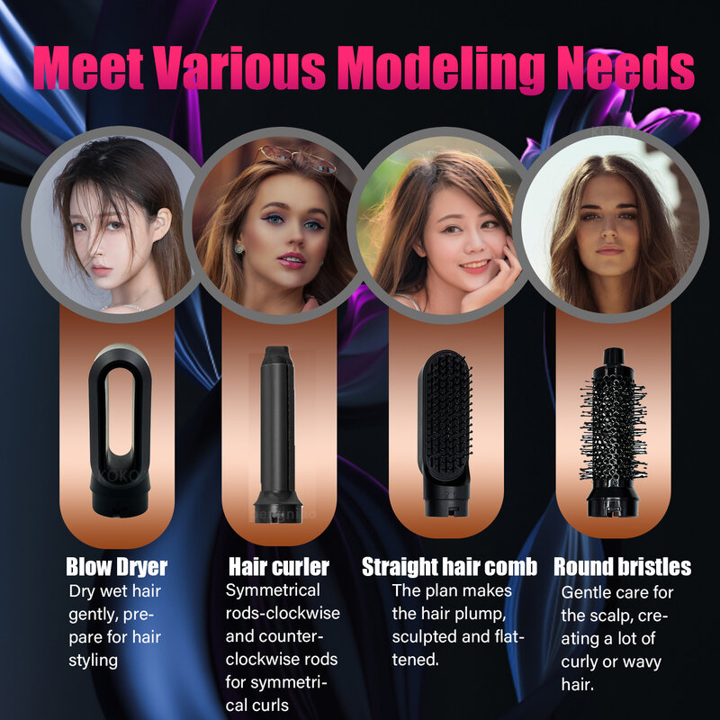 เครื่องเป่าผม5 In 1ชุด Hot Hair Styler Professional Curling Iron Hair เครื่องเป่าผม Salon Hair Curler แปรงจัดแต่งทรงผมเครื่องมือ