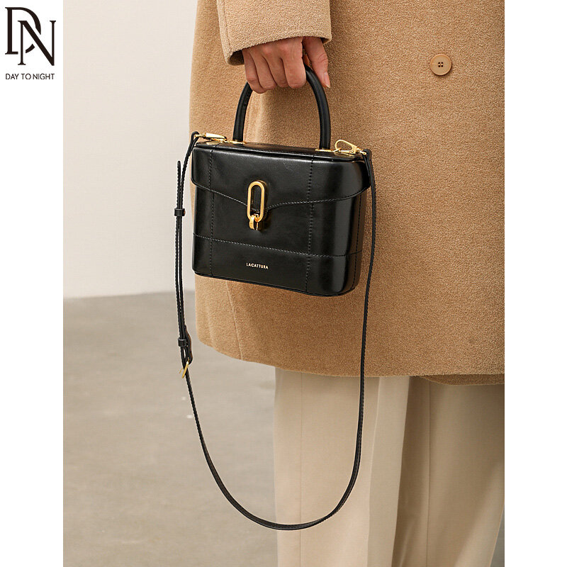 DN 박스 여성용 핸드백, 상단 손잡이가 있는 소형 크로스바디 백, 2023 정품 가죽 숄더 지갑, 새로운 패션
