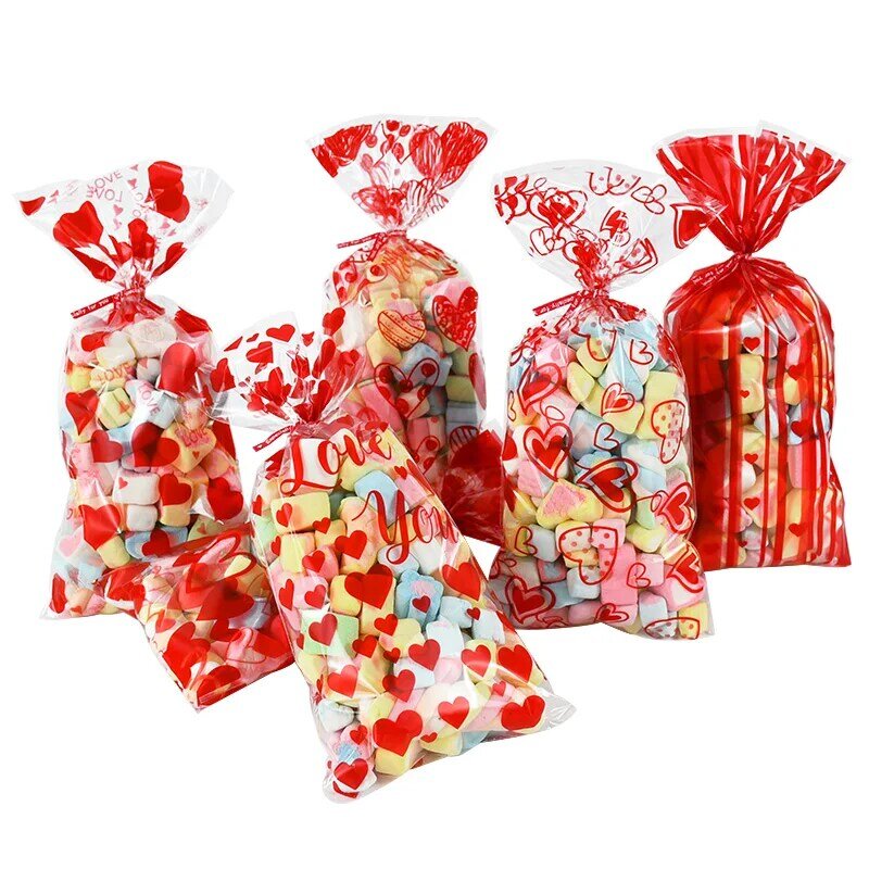 Bolsa de plástico para regalo del Día de San Valentín, suministros de decoración de recuerdo de boda, 60 piezas