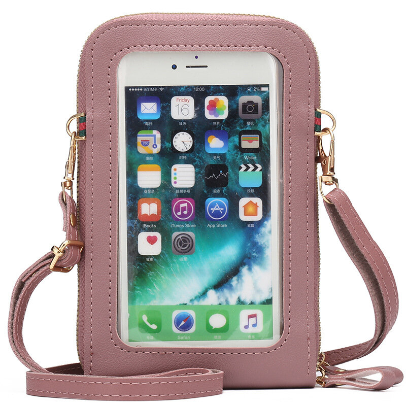 Bolsa feminina bolsa de ombro bolsa mensageiro grande capacidade espelho tela sensível ao toque saco do telefone móvel carteira cartão caso cintura