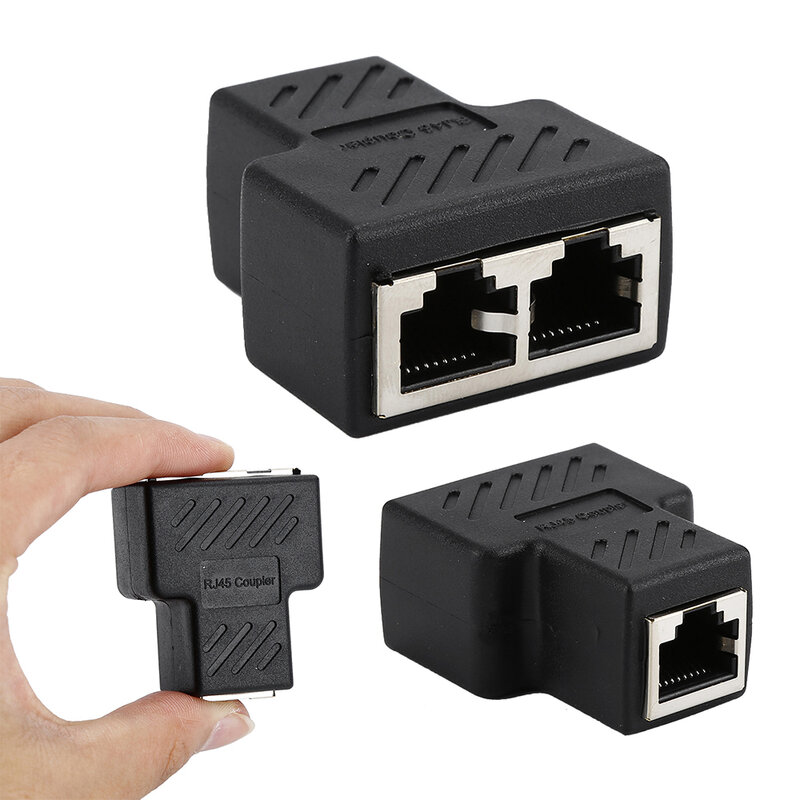 RYRA 1To2 Ways RJ45 Ethernet LAN Network Splitter Double Adapter Ports Coupler Connector Extender Adapter Plug Connector Adapter