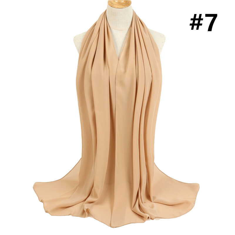 Foulard en mousseline de soie pour femmes, Hijab, bandeau musulman, châle, enveloppes pour dames, Pashmina, solide, 2022