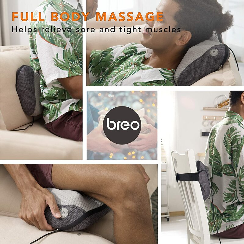 Breo-masajeador multifunción para cuello, hombros, espalda, cintura, piernas, simula masaje de mano, calentamiento de temperatura constante