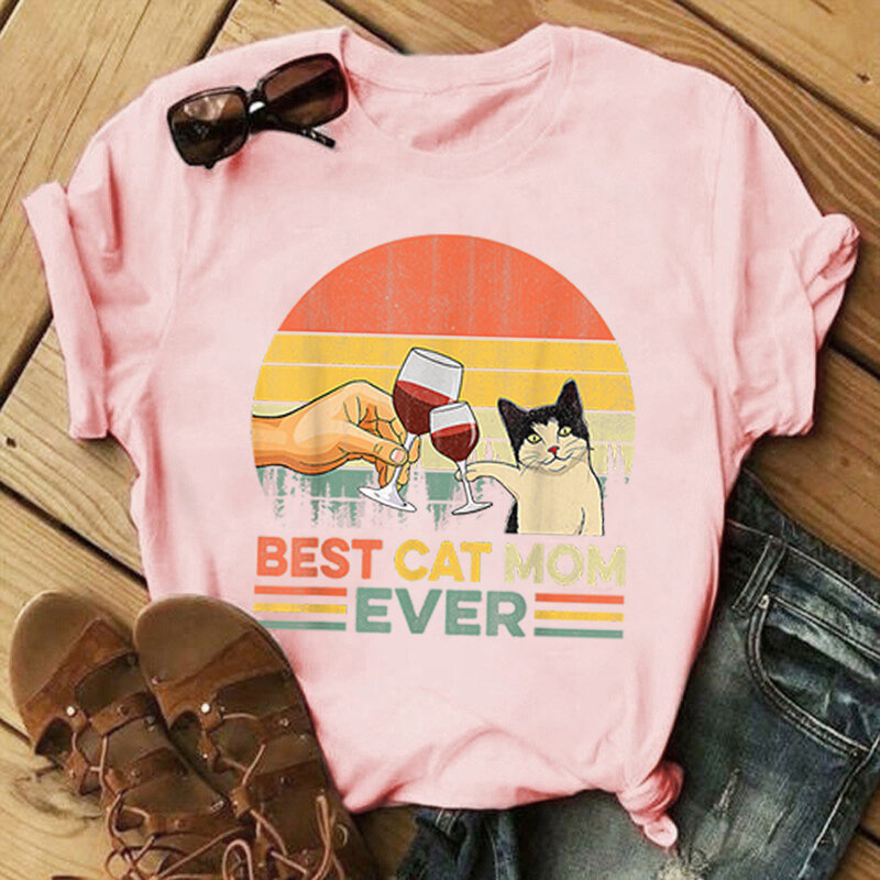 Kaus Mode untuk Anak Perempuan Kaus Gambar Terbaik Ibu Kucing Pernah Kaus Kawaii Kaus Wanita Musim Panas Tren Wanita Pakaian Wanita 2022