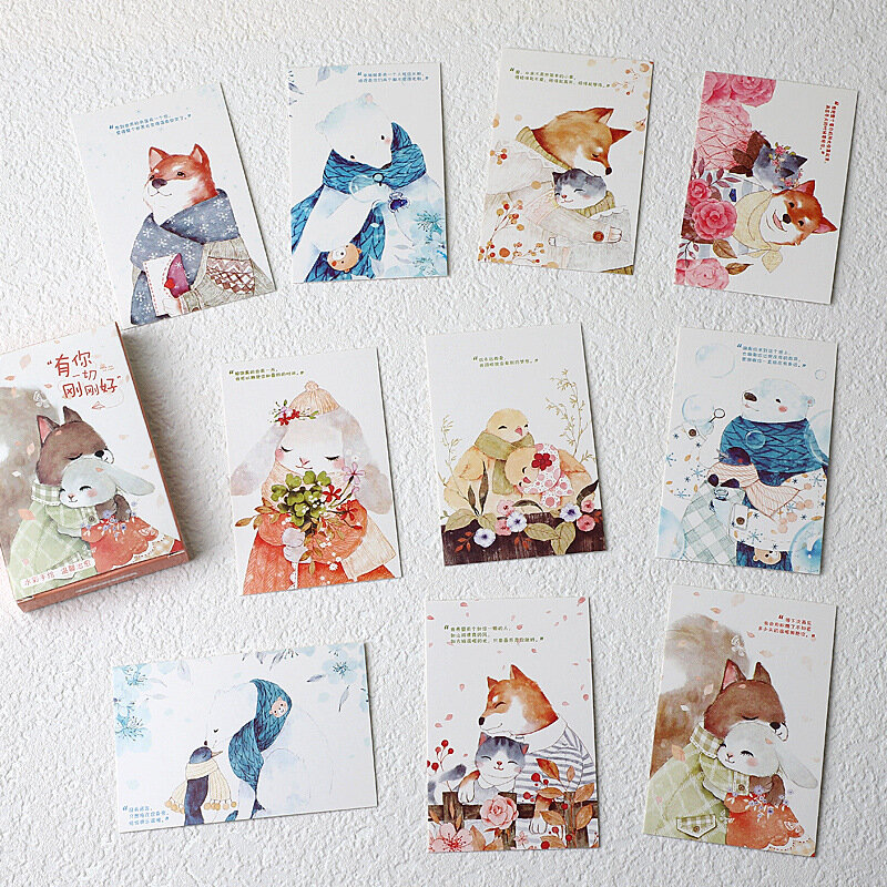 28 sztuk Cartoon karty Lomo Mini pocztówki kartki z życzeniami pocztówki list klocki urodziny prezenty koperta kartka z wiadomością zestaw