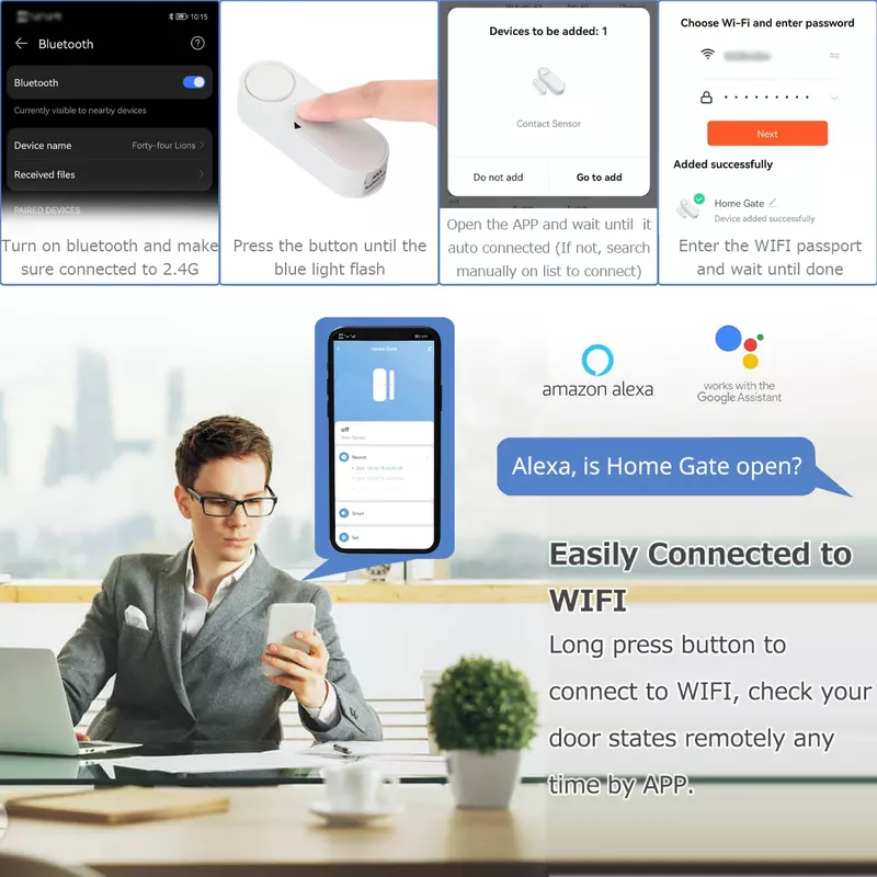 Sensore per porta WiFi Tuya sensore per finestra rilevatori chiusi aperti intelligenti controllo APP per casa intelligente funziona con Google Home Alexa Smart Life