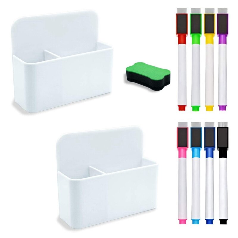 Whiteboard Magnetic Marker Storage Box Set Magnetic Dry Erase Marker Magnetic Whiteboard Eraser For School Office Home