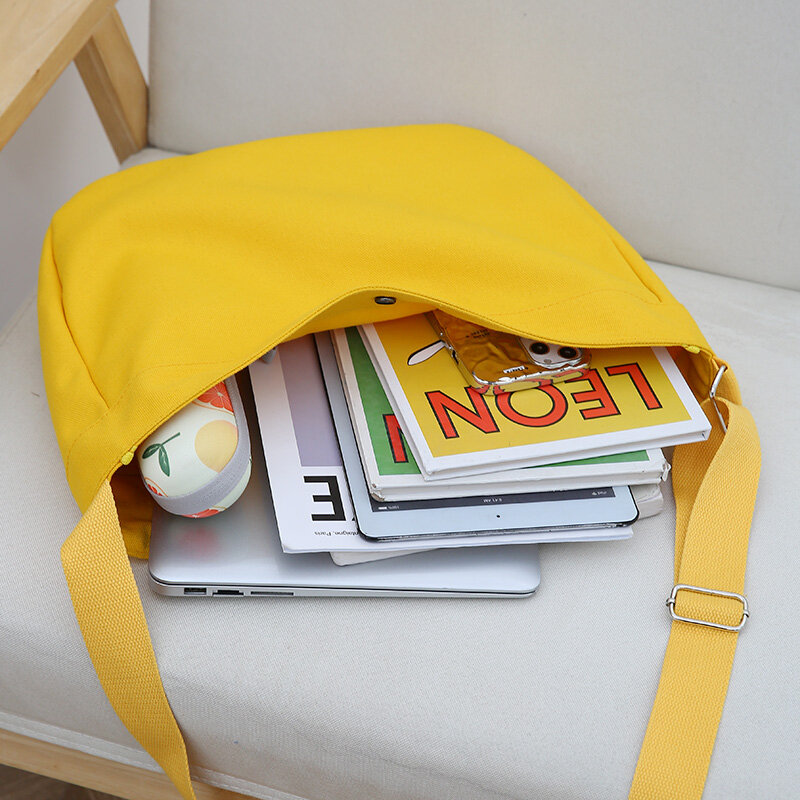 Повседневные холщовые сумки через плечо для девочек, вместительная японская сумка на плечо в стиле Харадзюку, простая однотонная сумка-хобо, школьный портфель для студентов