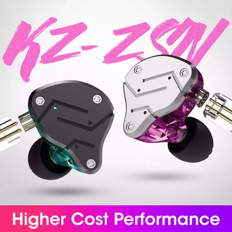 KZ-ZSN 하이브리드 인이어 모니터 이어버드 이어폰, 1DD + 1BA, 소음 제거, HiFi 음악, 스포츠, 스테레오, 베이스, 마이크 포함