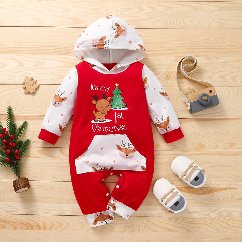 Barboteuse de Noël pour bébés filles et garçons, combinaison de dessin animé rouge pour nouveau-nés, pyjamas pour enfants de 0 à 3 ans, nouveauté 2022