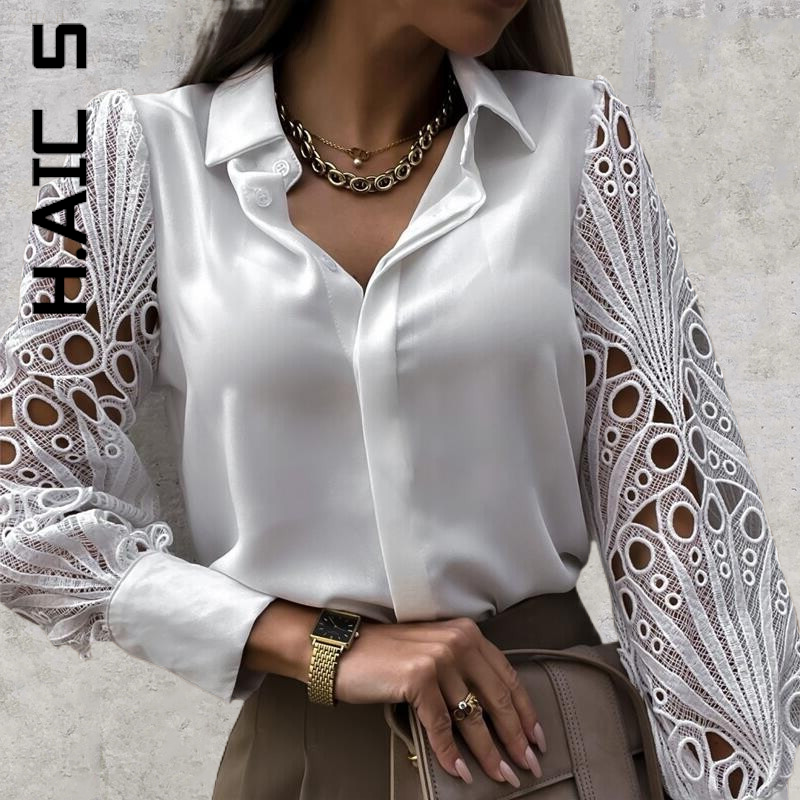 H.Aic-빈티지 캐주얼 셔츠 여성용, 신제품 심플 우아한 탑 소프트 레트로 오피스 레이디 프렌즈