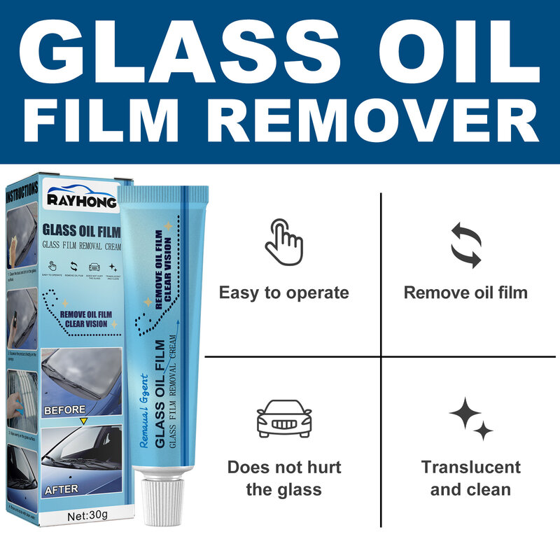1pcs Universal Car Glass Polishing Degreaser Cleaner Oil Film Clean Polish Paste for Bathroom Window Glass Windshield Windscreen