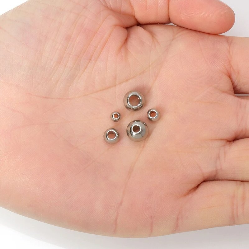 Perles rondes en acier inoxydable, couleur or, 100 pièces, perles d'espacement, breloques, pour Bracelets, collier, fabrication de bijoux, DIY, vente en gros