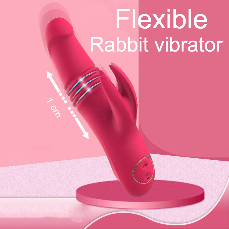 Vibrador telescópico de conejo para mujer, palo AV, varita de masturbación femenina, masaje de coqueteo, Consolador de orgasmo, máquina sexual, juguete de 18
