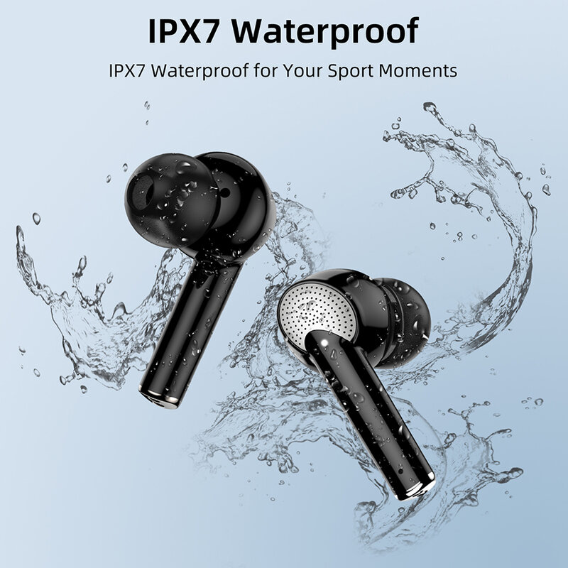 Juessen J8 Led bezprzewodowe słuchawki Bluetooth 5.3 słuchawki głęboki bas słuchawki Stereo z mikrofon HD IPX7 wodoodporny 40H czas odtwarzania
