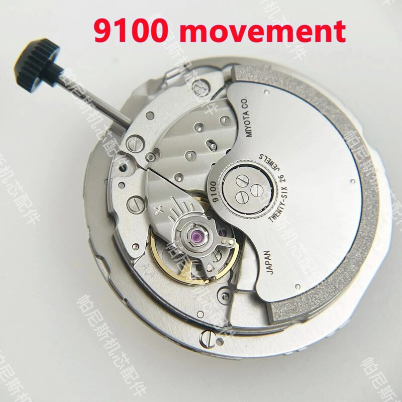 Reloj de mano japonés MIYOTA 9100, reloj de mano con movimiento mecánico automático 3.6.9.12, reemplazo de piezas de Movt, 26 joyas con rueda de fecha blanca