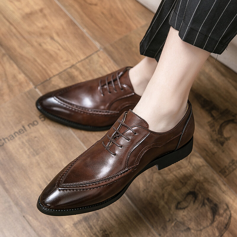 Sepatu Oxford Sepatu Kulit Pengantin Pria Sepatu Kantor Sepatu Formal Bisnis Sepatu Bertali Kulit Sapi Sepatu Pertemuan Pria Sepatu Pernikahan
