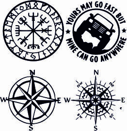 Jptz12cm-12cm Penutup Berbagai Kompas Tahan Air, Stiker Mobil, Aksesori Eksternal, Jendela Dekoratif Kartun, Stiker PVC JP