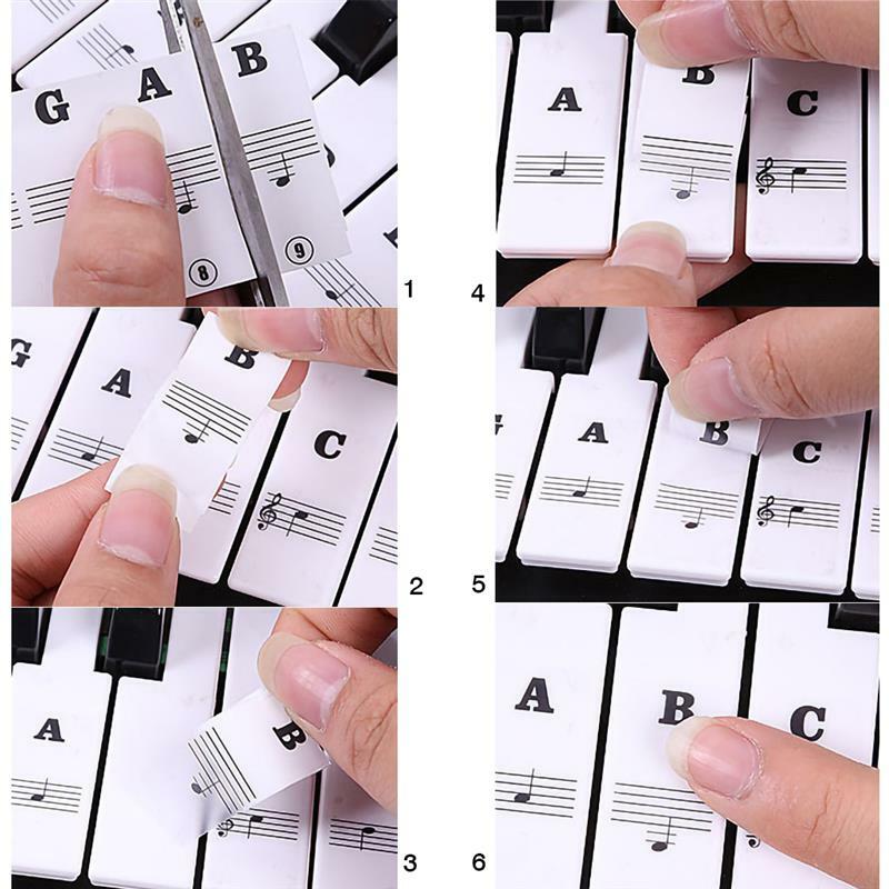 Autocollant de clé de Piano en PVC, étiquette amovible pour clavier électronique, Note, fournitures d'instruments de musique