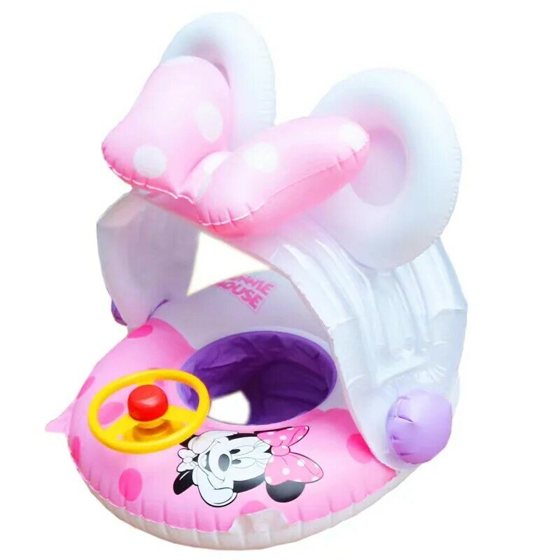 Baby Swimming Ring Float Booy Para Baby Inflável Raft Ring Cartoon Summer Toldo 1-4y Wheel Pool Steering Toy Natação Assistida
