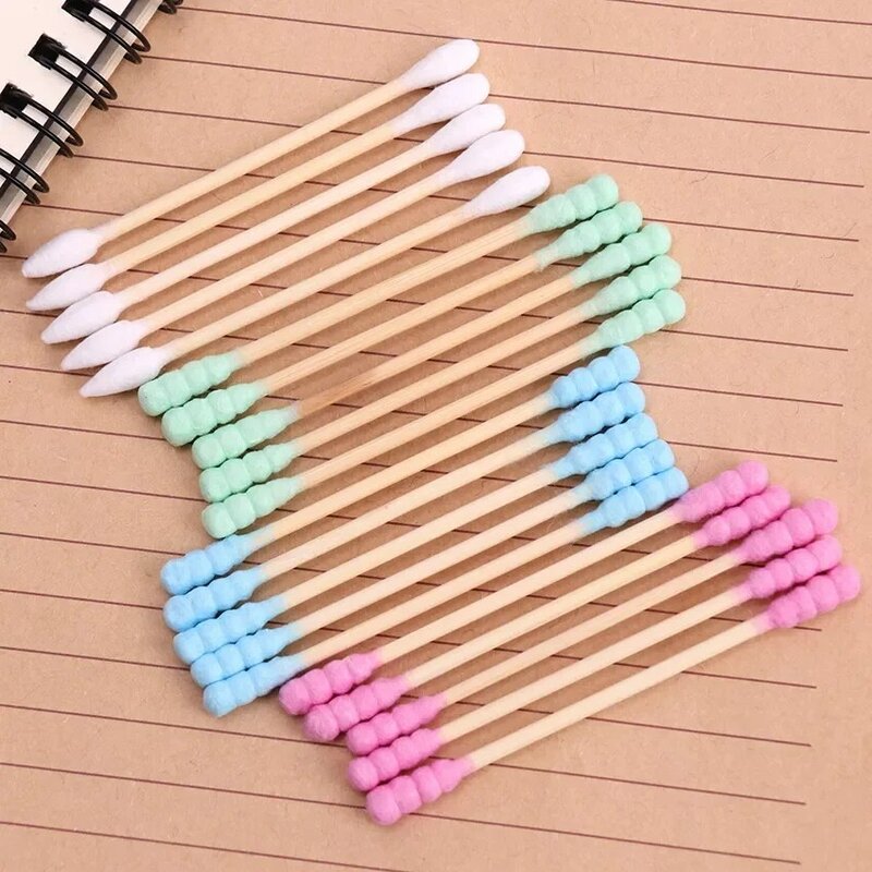 100PCS/Pack Double Head Cotton Swab Women Makeup Cotton Medical Double-head Wood Sticks Ears Cleaning Health Care Tool